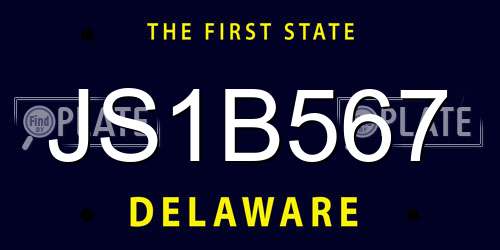 JS1B567 Delaware License Plate