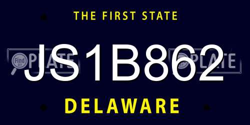 JS1B862 Delaware License Plate