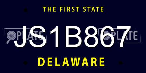 JS1B867 Delaware License Plate