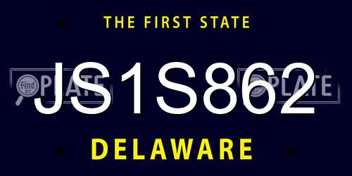 JS1S862 Delaware License Plate