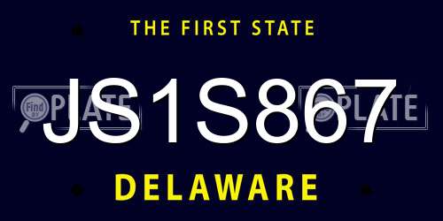 JS1S867 Delaware License Plate