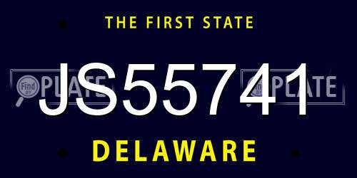 JS55741 Delaware License Plate
