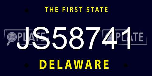 JS58741 Delaware License Plate
