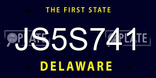 JS5S741 Delaware License Plate