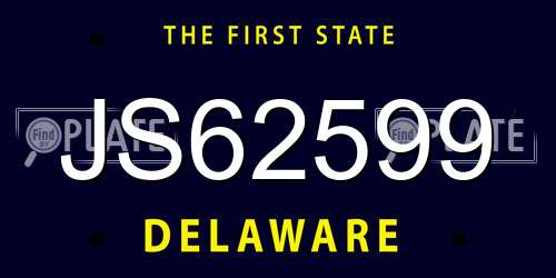JS62599 Delaware License Plate