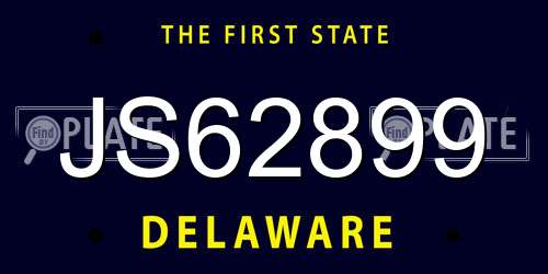 JS62899 Delaware License Plate