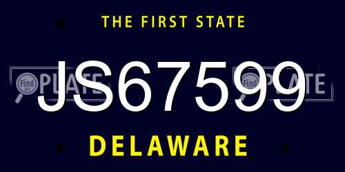 JS67599 Delaware License Plate