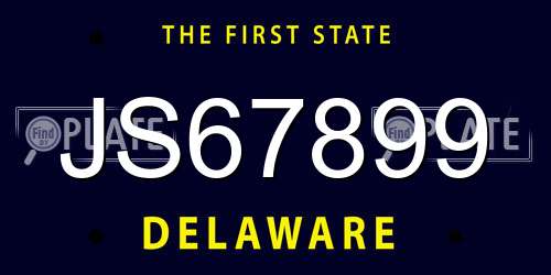 JS67899 Delaware License Plate