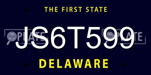 JS6T599 Delaware License Plate