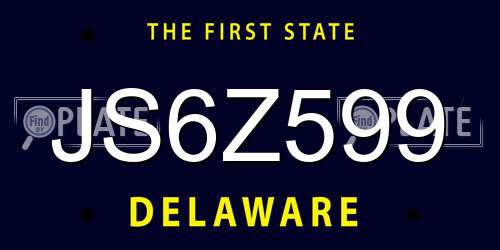 JS6Z599 Delaware License Plate