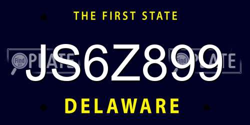 JS6Z899 Delaware License Plate