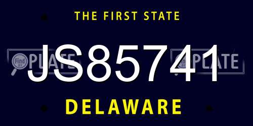 JS85741 Delaware License Plate