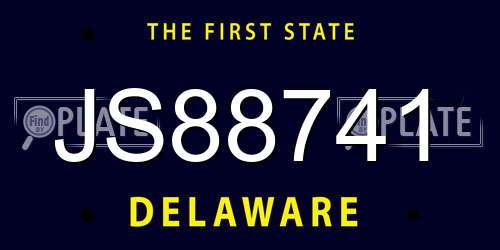 JS88741 Delaware License Plate