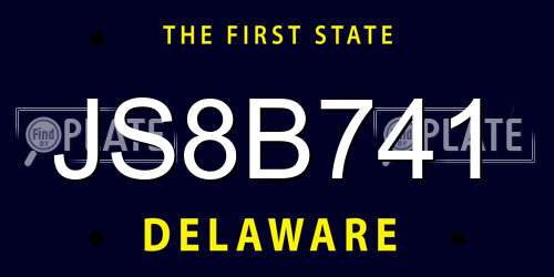JS8B741 Delaware License Plate
