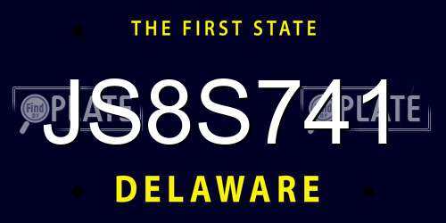 JS8S741 Delaware License Plate