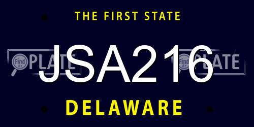 JSA216 Delaware License Plate