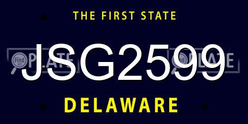 JSG2599 Delaware License Plate