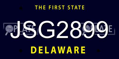 JSG2899 Delaware License Plate