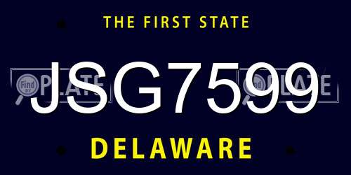 JSG7599 Delaware License Plate