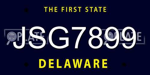 JSG7899 Delaware License Plate