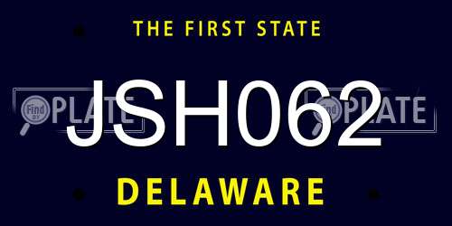 JSH062 Delaware License Plate