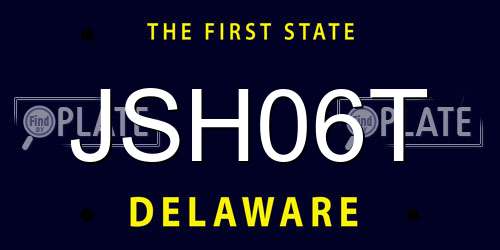 JSH06T Delaware License Plate