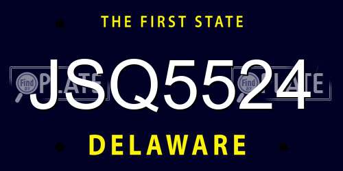 JSQ5524 Delaware License Plate