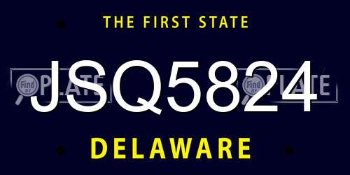 JSQ5824 Delaware License Plate