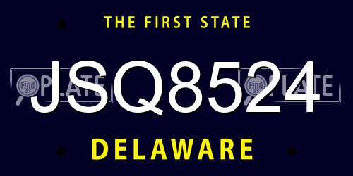 JSQ8524 Delaware License Plate