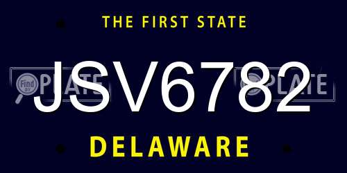 JSV6782 Delaware License Plate
