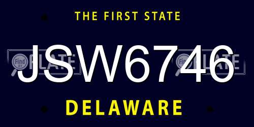 JSW6746 Delaware License Plate