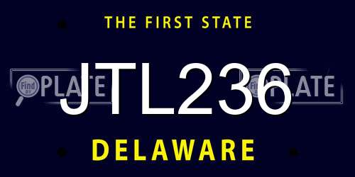 JTL236 Delaware License Plate