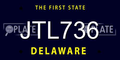 JTL736 Delaware License Plate