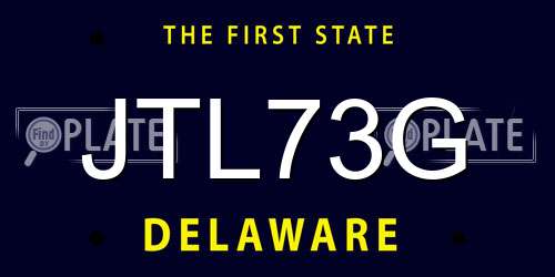 JTL73G Delaware License Plate