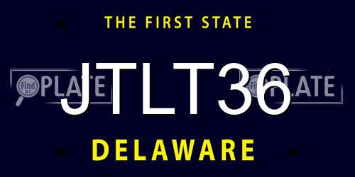 JTLT36 Delaware License Plate