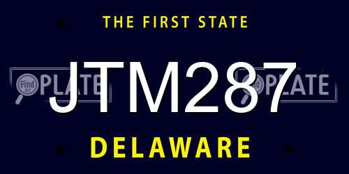 JTM287 Delaware License Plate