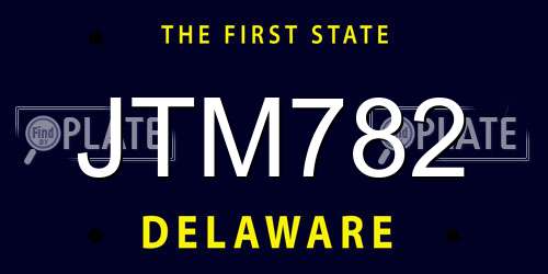 JTM782 Delaware License Plate