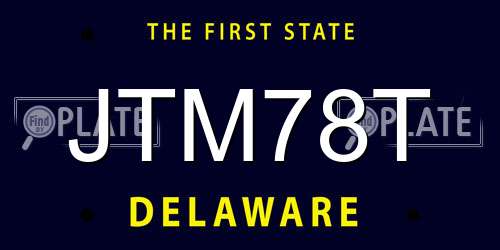 JTM78T Delaware License Plate