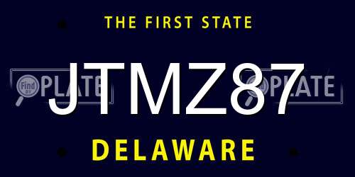 JTMZ87 Delaware License Plate