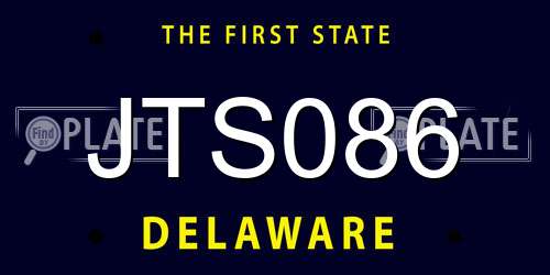 JTS086 Delaware License Plate