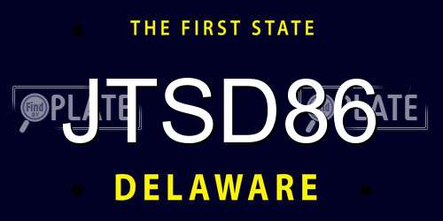 JTSD86 Delaware License Plate