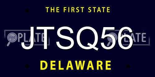 JTSQ56 Delaware License Plate