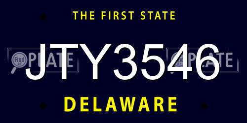 JTY3546 Delaware License Plate