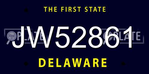JW52861 Delaware License Plate