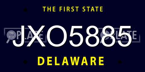 JXO5885 Delaware License Plate