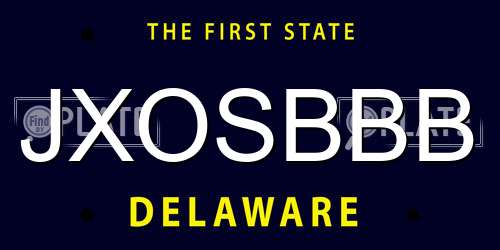 JXOSBBB Delaware License Plate