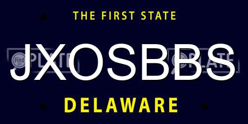 JXOSBBS Delaware License Plate