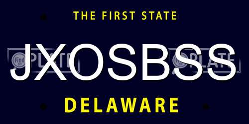 JXOSBSS Delaware License Plate