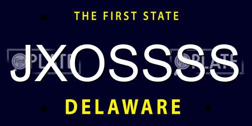 JXOSSSS Delaware License Plate