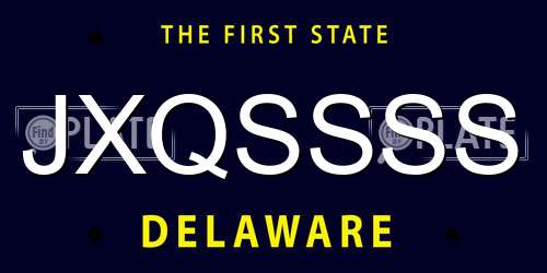 JXQSSSS Delaware License Plate